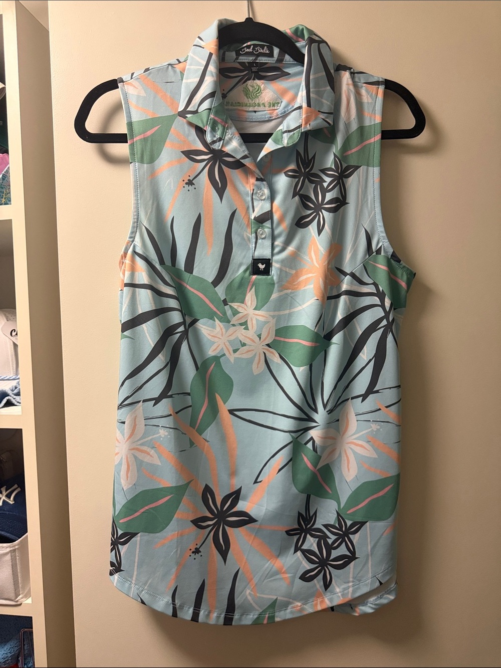Bad Birdie Southern Tide Women's Sleeveless Polo - Aqua Floral